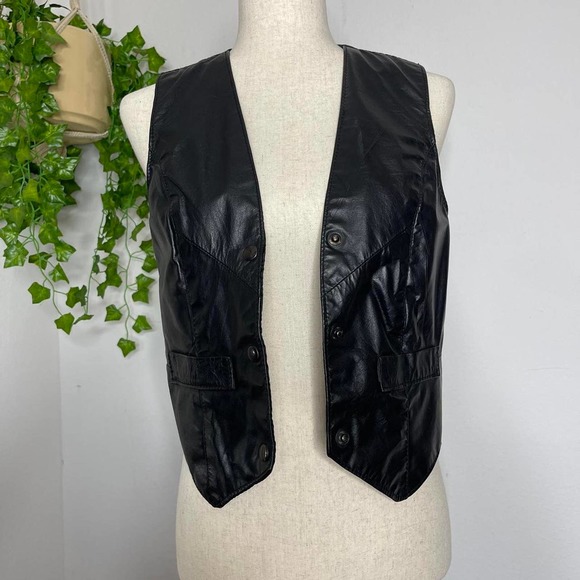 Vintage Black Leather Vest by Gino di Giorgio - Picture 5 of 6